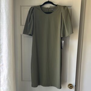 Sharagano Green Puff Sleeve Sheath Dress